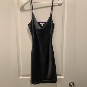 Black satin cow neck dress